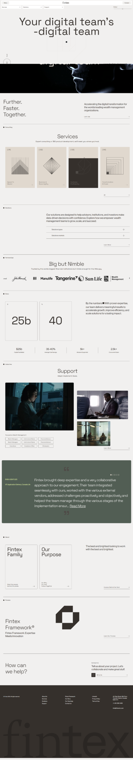 Fintex Inc website homepage design, local company in Canada