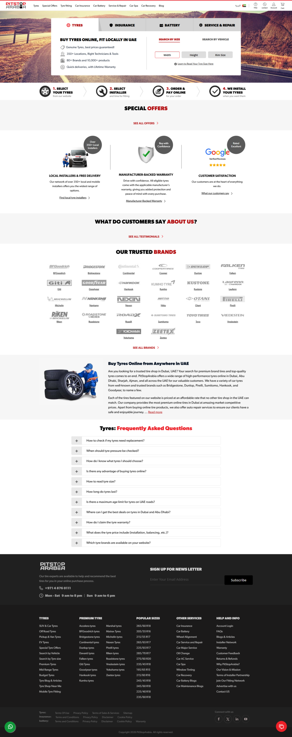 Pitstop Arabaia website homepage design, local auto store